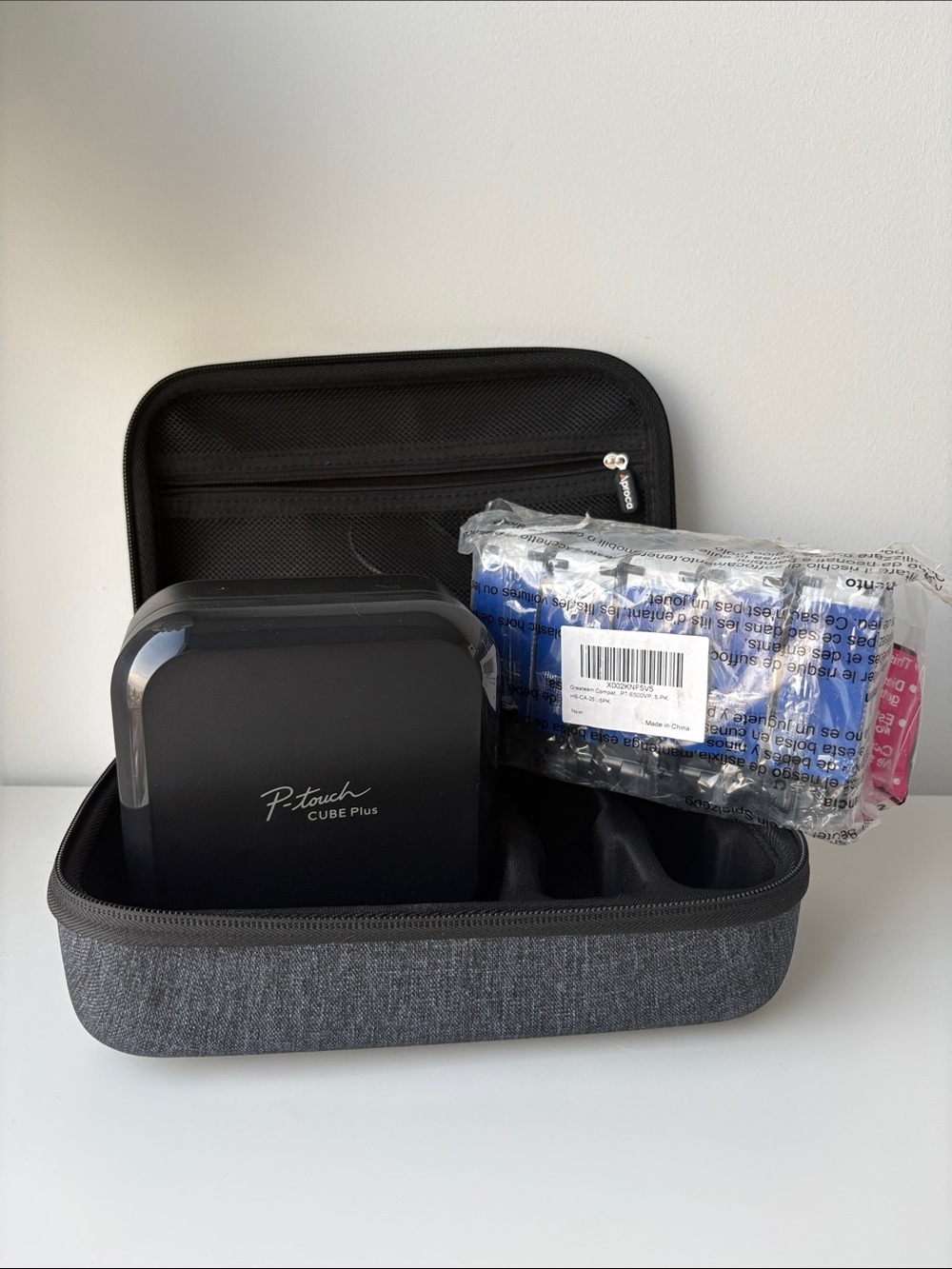 Brother P-touch Cube Plus Label Maker with Gray Carry Case and Black Unit